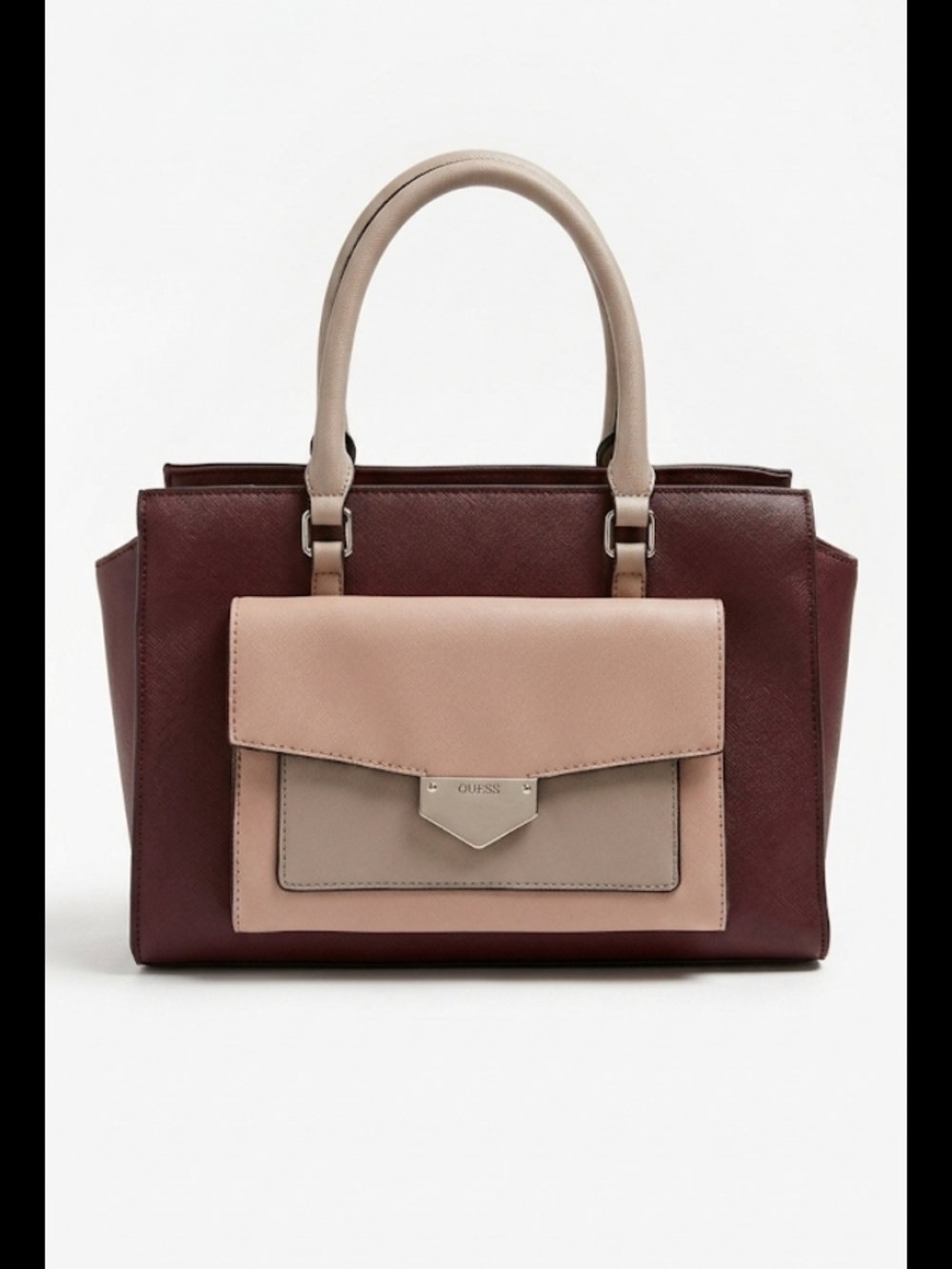 GUESS Rare Limited 2021-22 Colorblock Satchel Shoulder Bag in Burgundy and Blush